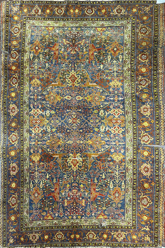 Antique Persian Silk Heriz Rug