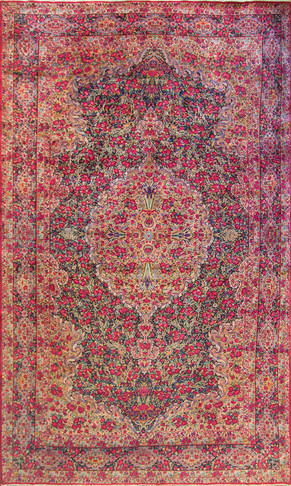 Suspended Persian Kerman Carpet c-1920's