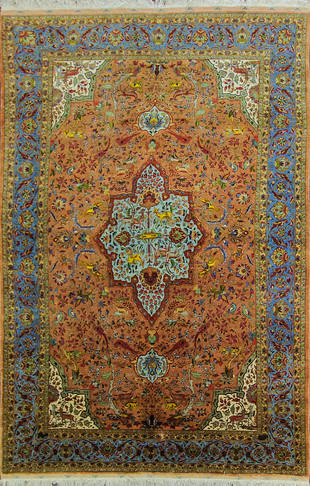antique Fine Silk Tabriz Carpet