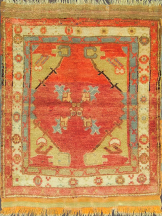 Antique Turkish Oushak Sampler Rug