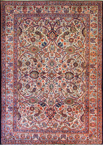 Fine Ivory Persian Kashan