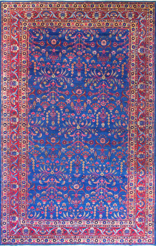 Antique Persian Laver Kerman Carpet, Amazing Color