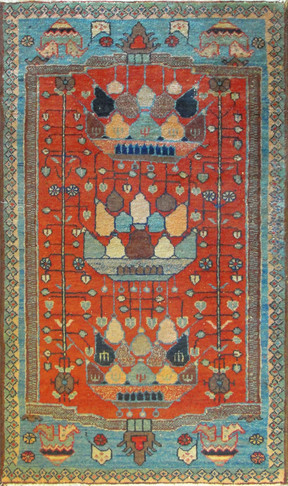 Antique Persian Bakhtiari Rug, Very Unusual