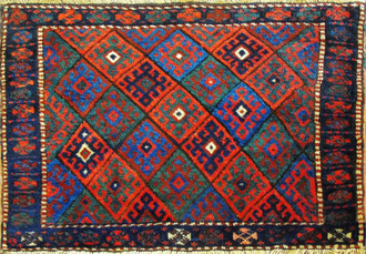 Antique Kurdish Rug, Bag Size