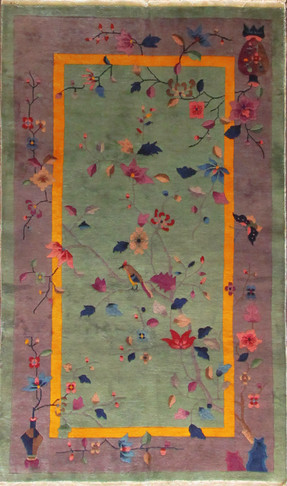 Antique Art Deco Carpet, Lonely Bird