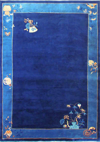 Art Deco Chinese Carpet, Blue Peking