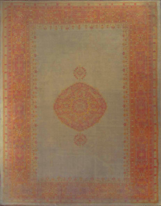 Antique Turkish Green Oushak Carpet