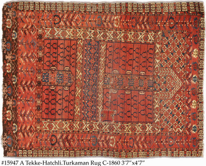 Antique Tekke-Hatchli (Hatchlu) Turkoman Rug image 3