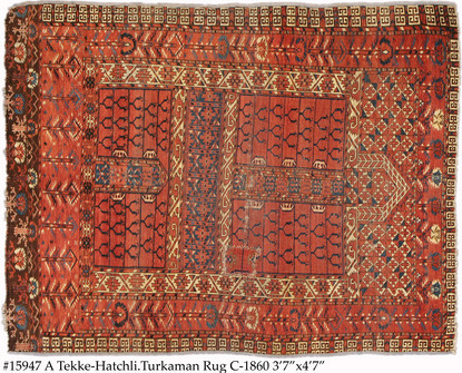 Antique Tekke-Hatchli (Hatchlu) Turkoman Rug image 1